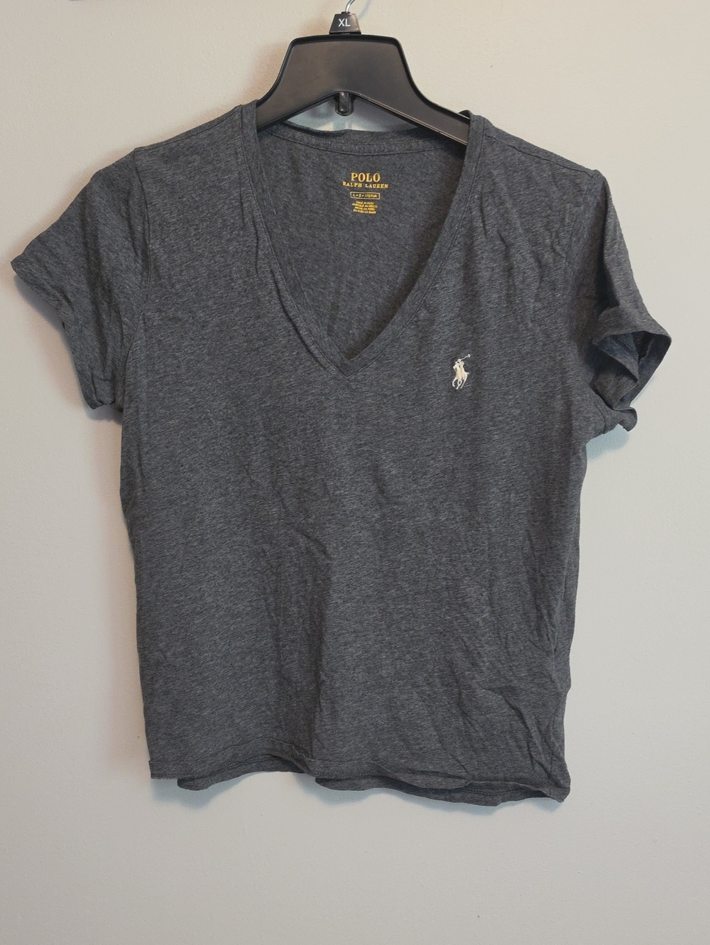 Polo by Ralph Lauren Charcoal Gray Tee with Yellow Print